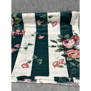 Waverly Flora Stripe Fabric 26.5" x 50" Craft Green New Vintage Screen Print
